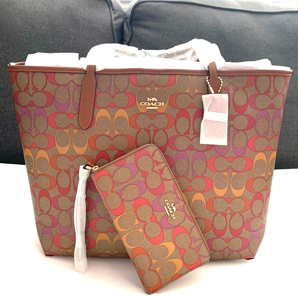 Coach rainbow purse and wallet set